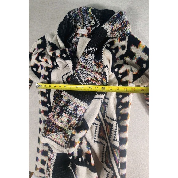 Altar'd State Women's Knit Open‎ Front Cardigan Shawl Navy Cream Aztec Medium - Picture 8 of 10